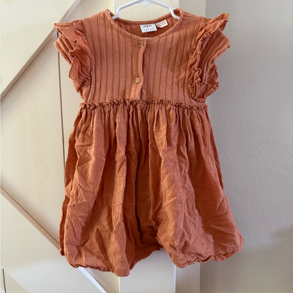 Zara Girls Orange Ruffle Dress 4-5
